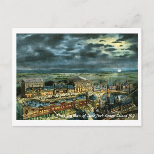 Luna Park at Night, Coney Island, NY Vintage Postcard