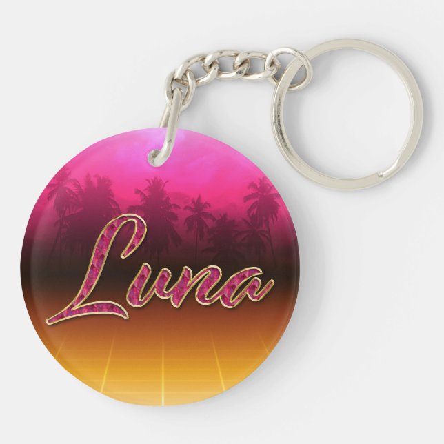 Luna Prénom Golden rose Porte-clés (Dos)