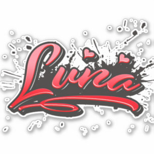 Luna red Heart Graffiti Sticker