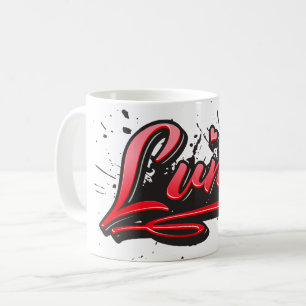 Luna red Heart Graffiti Tasse de café