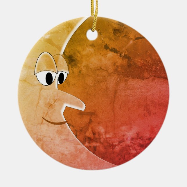 Luna Vintage Moon Drawing Ceramic Ornament (Front)