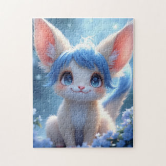 Lunabu in the Blue Flower Garden Jigsaw Puzzle