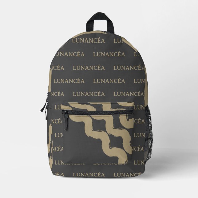 LUNANCÉA Abstract Backpack – Gold & Dark Style (Front)