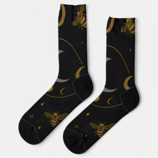 Lunar Alchemy – Celestial Bee & Moon Phase Occult  Socks