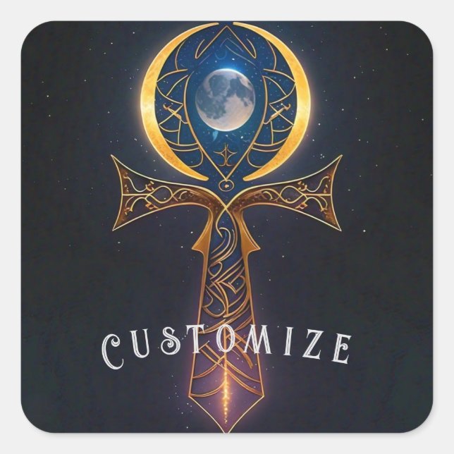 Lunar Ankh Square Sticker (Front)
