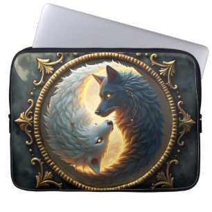 Lunar Balance – Where Shadows Embrace the Light.  Laptop Sleeve