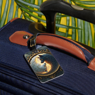 Lunar Balance – Where Shadows Embrace the Light. Luggage Tag