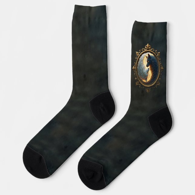 Lunar Balance – Where Shadows Embrace the Light.  Socks (Left)