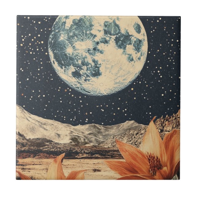 Lunar Bloom Over Sandy Peaks Tile (Front)