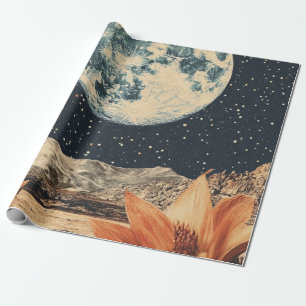 Lunar Bloom Over Sandy Peaks Wrapping Paper