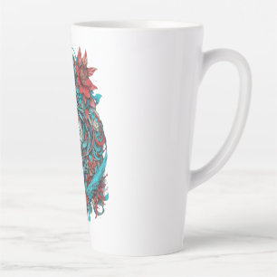 Lunar Blossom Reverie Turquoise Moonchild Crimson  Latte Mug