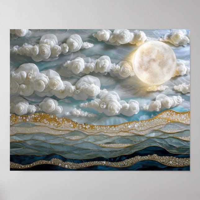 Lunar Blossoms: Textured Elegance Poster (Front)