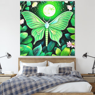 Lunar Butterfly Bloom Design Canvas Print