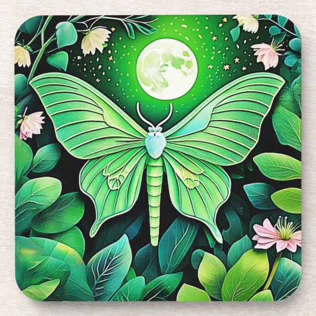 Lunar Butterfly Bloom Design Coaster (Front)
