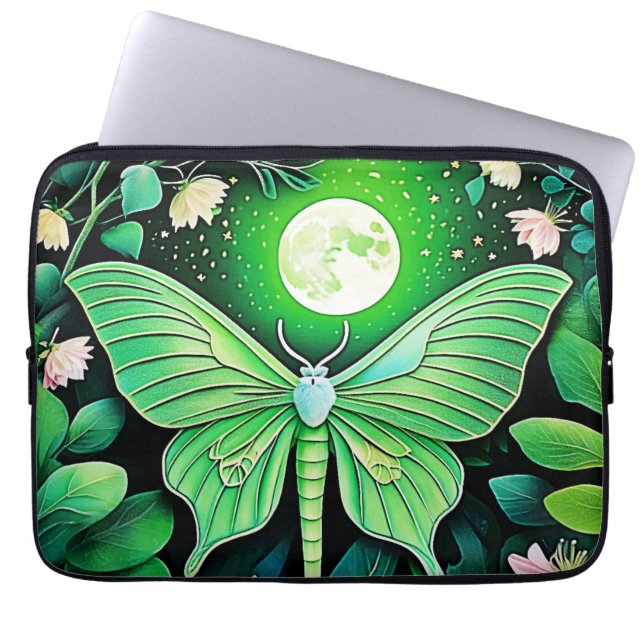 Lunar Butterfly Bloom Design Laptop Sleeve (Front)