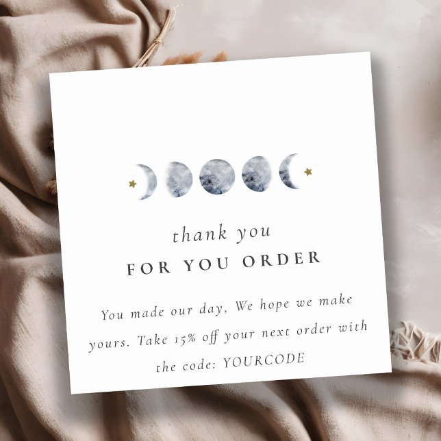 Lunar Celestial Moon Phase Thank You For Order Square Business Card (Creator Uploaded)