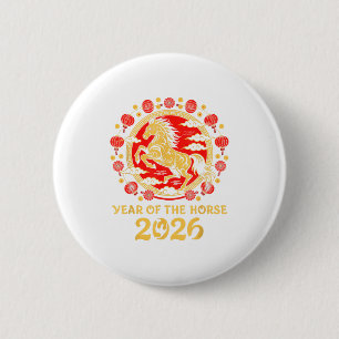 Lunar Chinese New Year 2026 Year Of The Horse Zodi 2 Inch Round Button