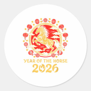 Lunar Chinese New Year 2026 Year Of The Horse Zodi Classic Round Sticker