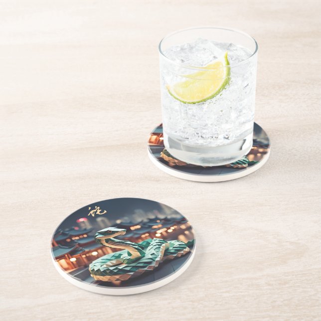 Lunar Chinese New Year Snake 2025 Birthday RC Coaster (Side)