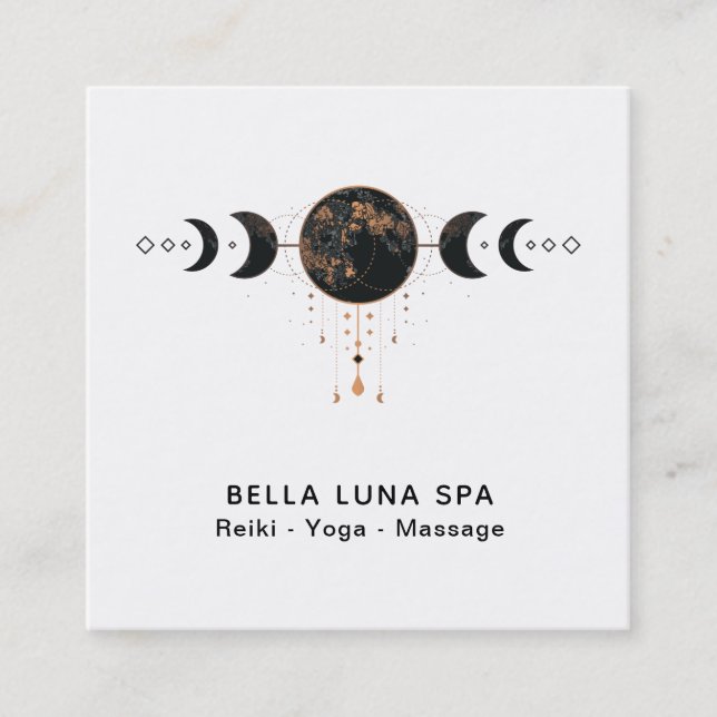*~* Lunar Cosmic Moon Universe Shaman Moons Square Business Card (Front)