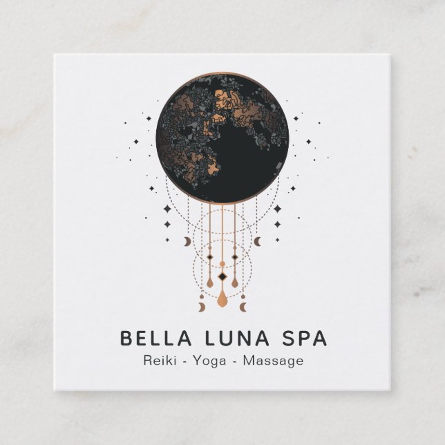 *~* Lunar Cosmos Moon Shaman Universe Square Business Card (Front)