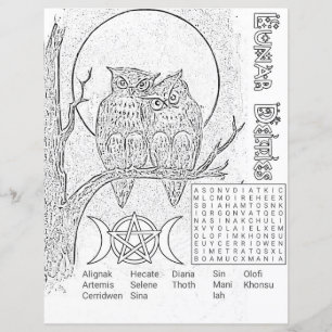 Lunar Deities Word Search Colouring Page Paper