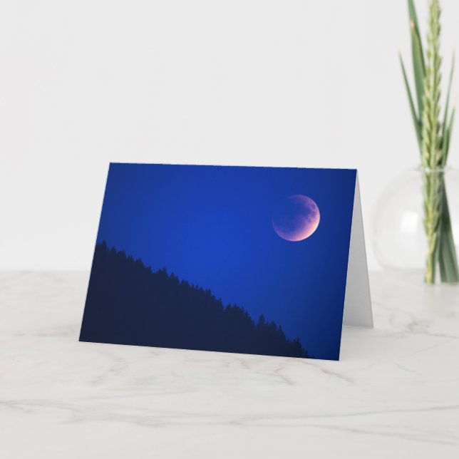 Lunar Eclipse Over Forest | Zug, Switzerland Card (Front)