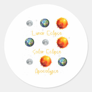 Lunar Eclipse Solar Eclipse And Apocalypse Funny S Classic Round Sticker