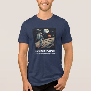 Lunar Explorer Powering Spirit Astronaut T-Shirt Tri-Blend Shirt