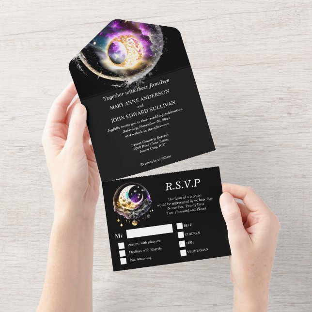 Lunar full moon celestial constellation night star all in one invitation (Tearaway)