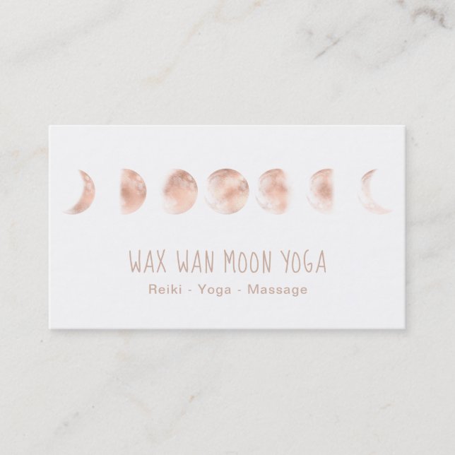 *~* Lunar Full Wax Wan ROSE GOLD Moon Phases Business Card (Front)