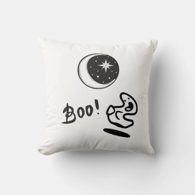 Lunar Ghost Boo Throw Pillow (Front)