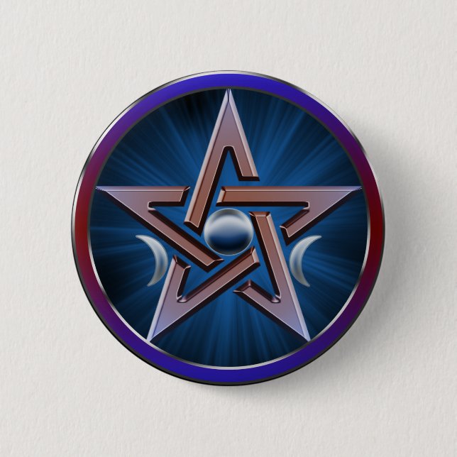 Lunar Goddess Pentagram Button (Front)