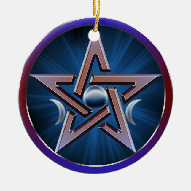 Lunar Goddess Pentagram Ceramic Ornament (Front)