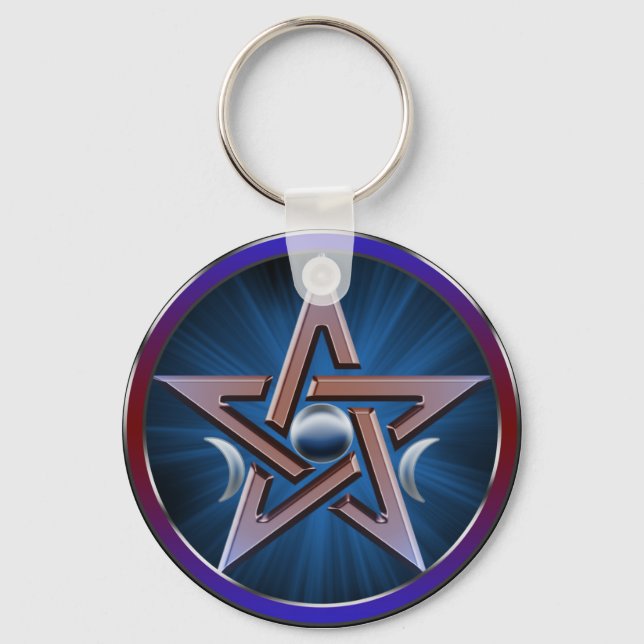 Lunar Goddess Pentagram Keychain (Front)
