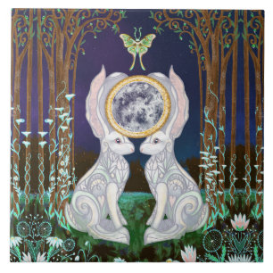 Lunar Hares Ceramic Tile