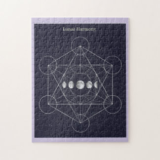 Lunar Harmony Monochrome Art Jigsaw Puzzle