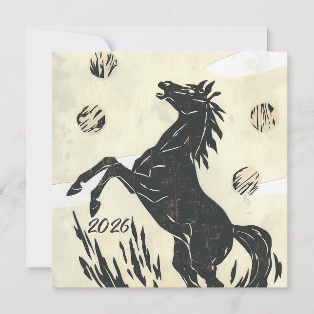 Lunar Horse Celebration Art 2026 Holiday Card (Front)