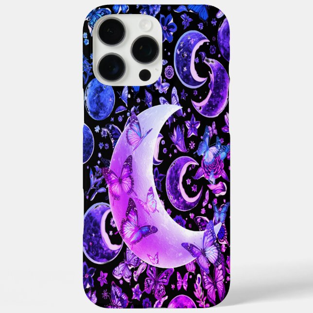 Lunar iPhone Black Case – Celestial Moon Design (Back)
