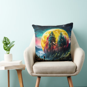 Lunar Landing, the Setting Moon Throw Pillow