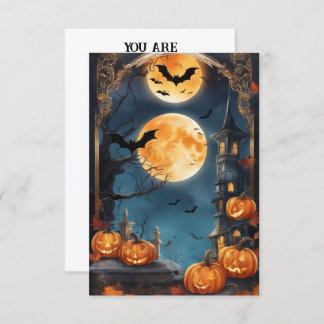 Lunar Lure: Customize Your Enchanted Halloween Inv Invitation