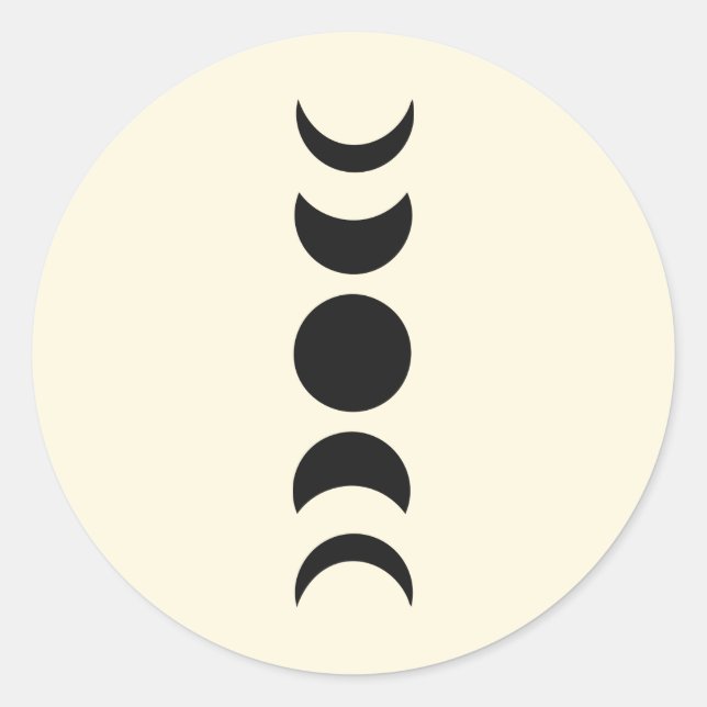 Lunar Luxe Black & Cream Moon Phase Wedding  Classic Round Sticker (Front)
