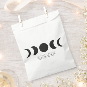 Lunar Luxe Black & Cream Moon Phase Wedding Favour Bag