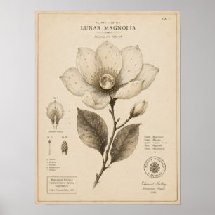 Lunar Magnolia Victorian Botanical Museum Print