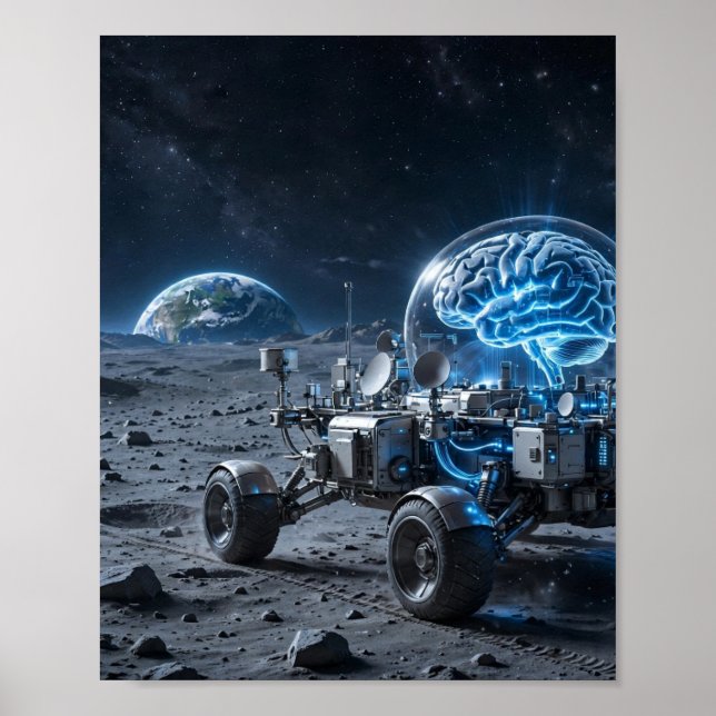 Lunar Mind — Moon Rover AI Computer Poster (Front)