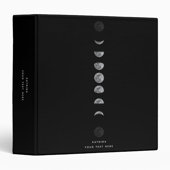 Lunar Moon Phases Celestial Customized Name Binder (Front/Spine)