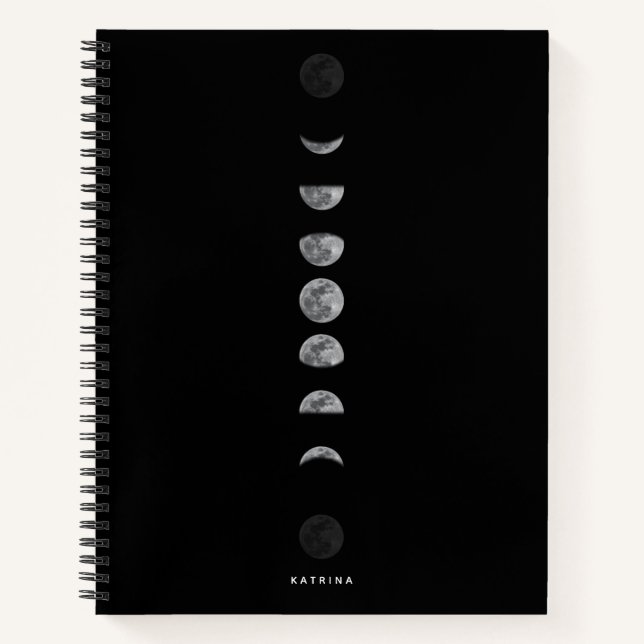 Lunar Moon Phases Celestial Customized Name Notebook (Front)