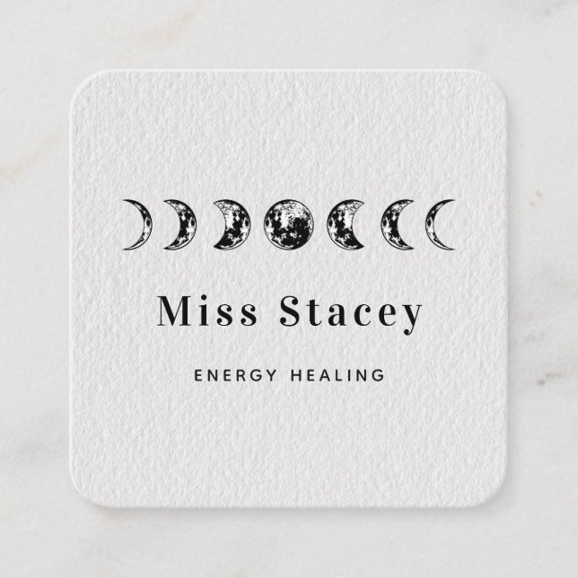 Lunar Moon Phases Energy Healer Witch Spiritual Square Business Card (Front)