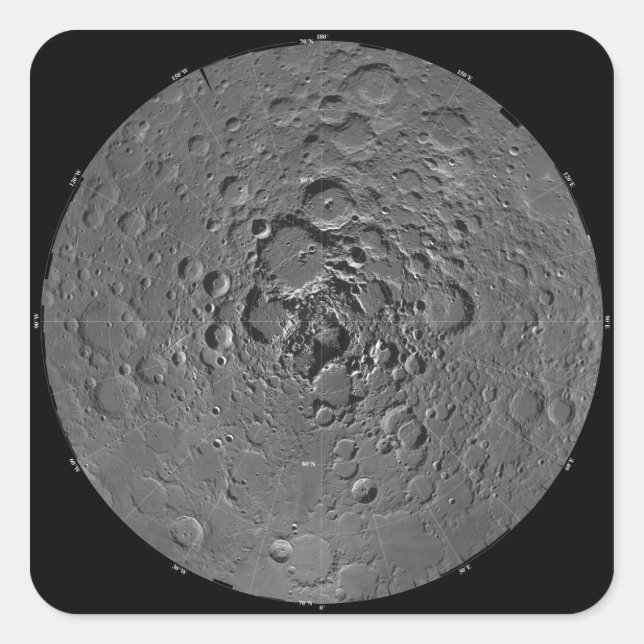 Lunar mosaic of the north polar region of the m square sticker (Front)