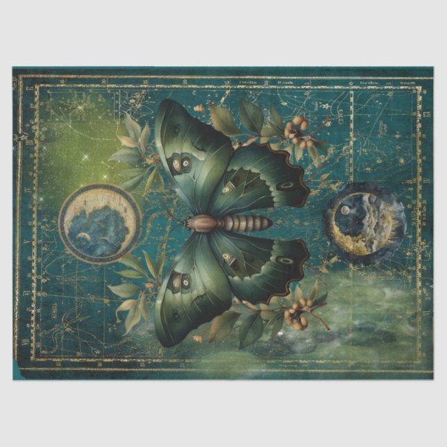 Lunar moth & Moon Tissue Paper (Front)